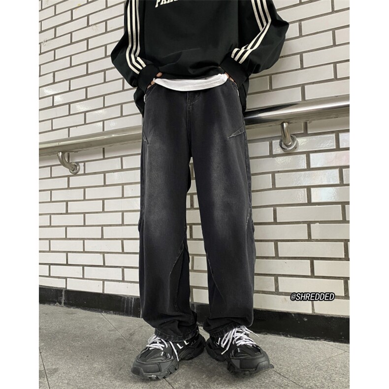 2024秋冬新款美式高街水洗复古褶皱牛仔裤B315-K23525-P65控78,男装牛仔裤,电商B315