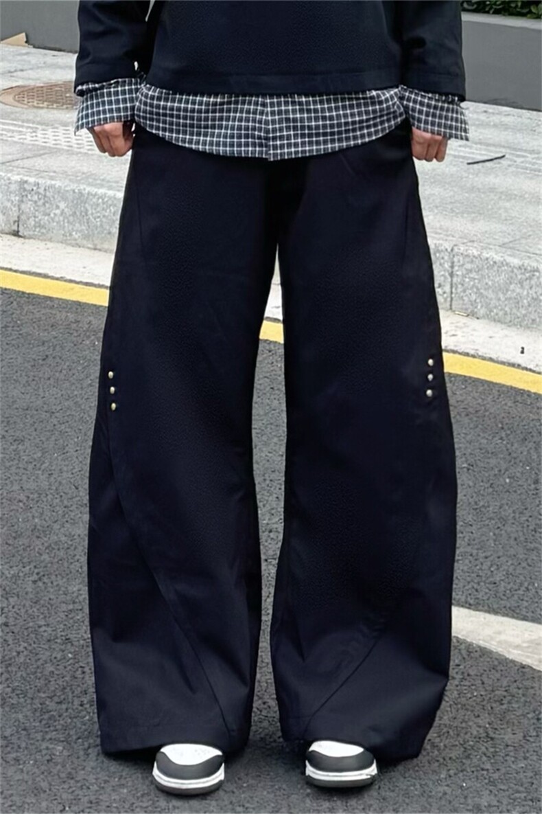 美式clea弯刀休闲裤男女小众复古裁剪拼接垂坠感阔腿直筒廓形西裤,男装休闲裤,星座505-2（原电商A260-1)