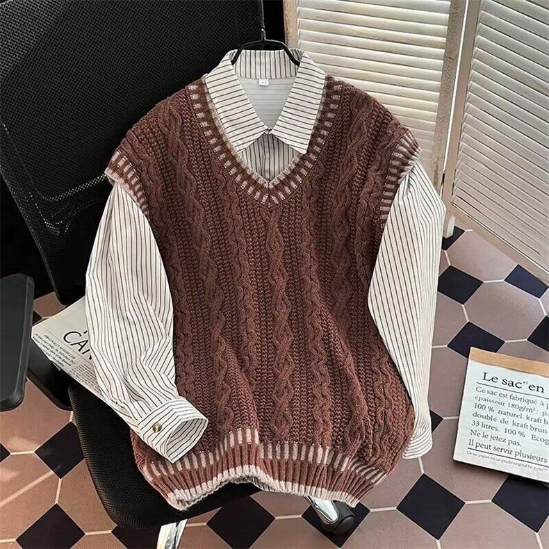 学院风麻花毛衣男士休闲V领背心针织衫S911P35,男装针织衫/毛衣,星座1116-2