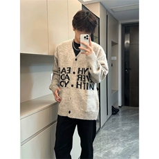 网图有货秋冬字母慵懒软糯毛衣复古针织开衫外套男女A1087-P50，男装针织衫/毛衣，星座1505