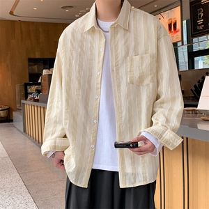 夏季潮流防晒衣休闲条纹衬衫宽松长袖薄款外套XZ201-2 C521 P65图片