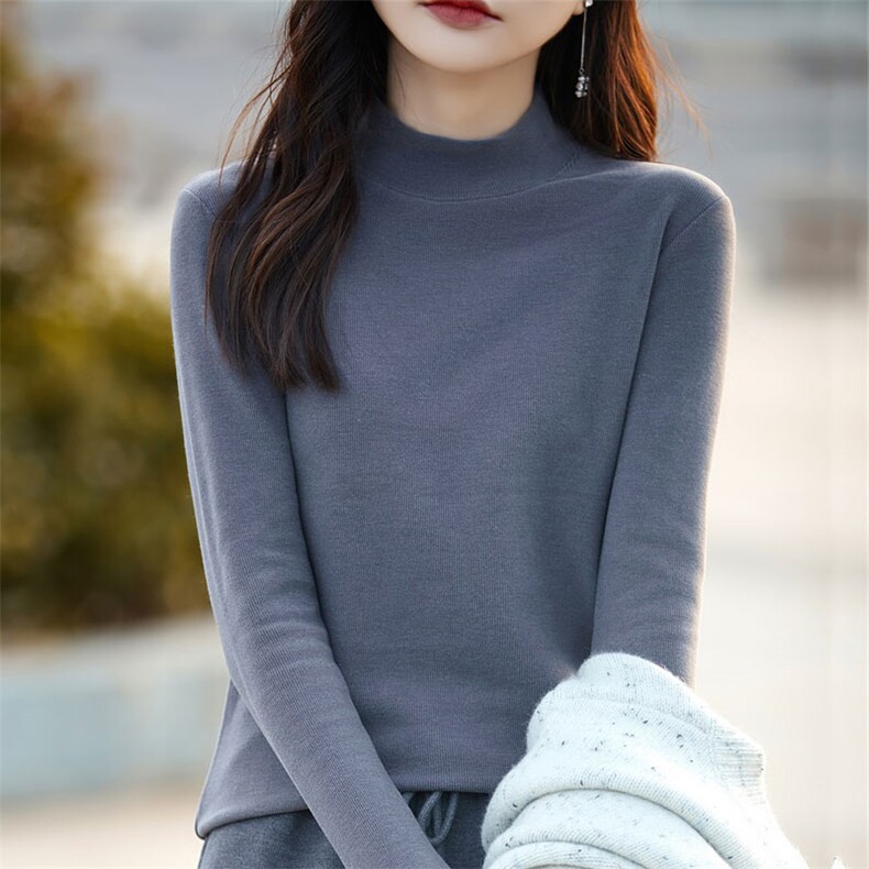 春秋新款加厚保暖内搭毛衣女秋衣内搭保暖德绒半高领打底衫女代发,针织衫/毛衣,臻维羊绒