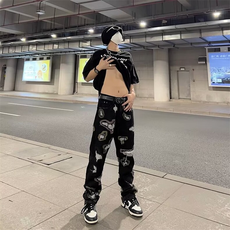 青春流行ins男直筒水洗牛仔裤N3306 P62图片