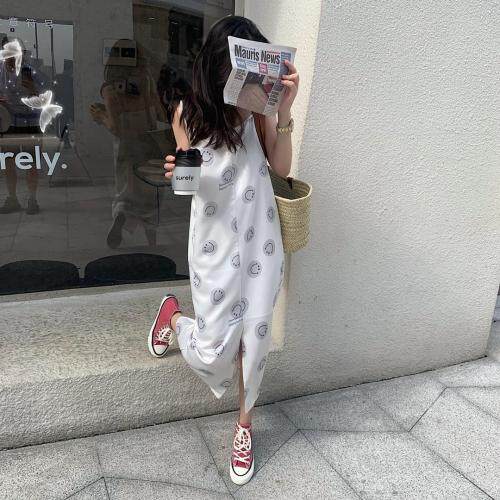笑脸开叉吊带裙，女装背心吊带，XTZ style