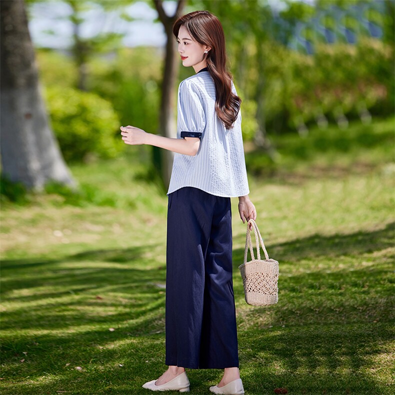 巨好看通勤气质套装女2025夏季新款时尚减龄短袖衬衫裤腿裤两件套,女装套装/套裙,靓衣阁