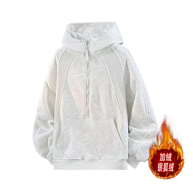冬季重磅450克加绒银狐绒直播拉链连帽卫衣AH908JR-P56图片