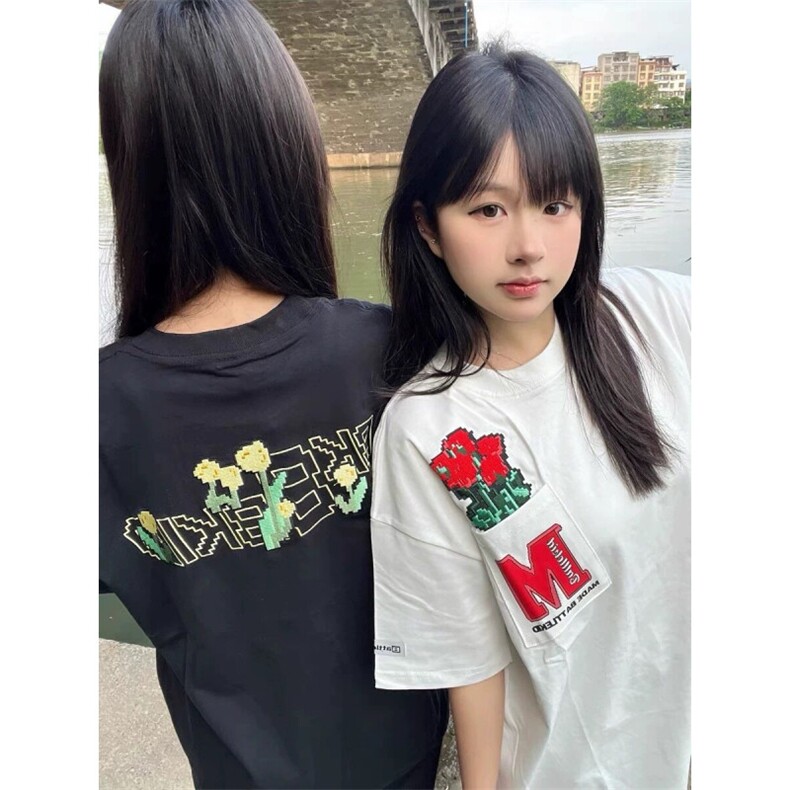 H0920-P35现货原版做法+刺绣订标230克休闲宽松短袖T恤男女同款,女装T恤,星座617A-2