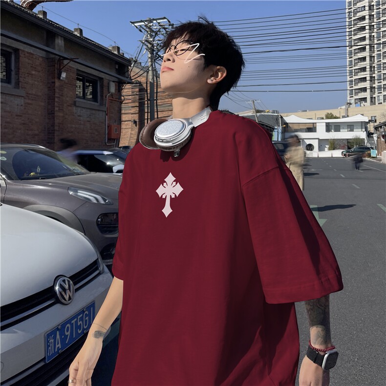 2025夏季新款抖音品质高街纯棉印花T恤短袖dcm323-特批20控38,男装T恤,星座605(原A050)