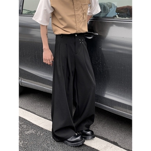 裤子男英伦雅痞男装西裤垂坠感高级感阔腿休闲长裤X0325-P40图片