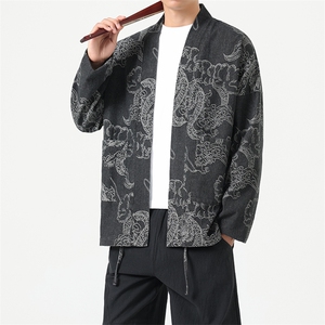 秋装 日系复古道袍休闲宽松新中式汉服开衫长袖外套潮 H335/P110图片