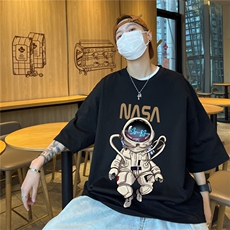 太空宇航员短袖T恤男夏季潮牌ins大码上衣服2025新款宽松半袖体恤，男装T恤，星座508（原C305）