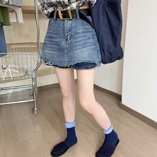 破洞毛边A字牛仔短裤女欧洲站2025夏装新款欧货女装阔腿裤裙裤潮，男装牛仔裤，星座1210-1