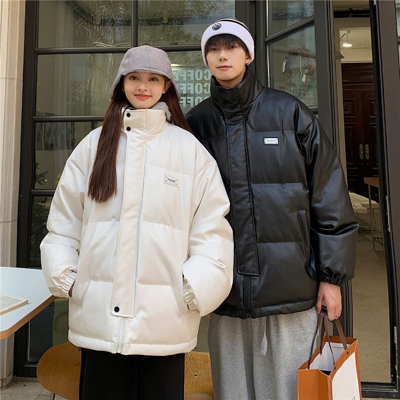 港风冬装宽松pu皮棉衣冬季棉服袄情侣装加厚外套男女S271-P128,男装皮衣,电商A233-1