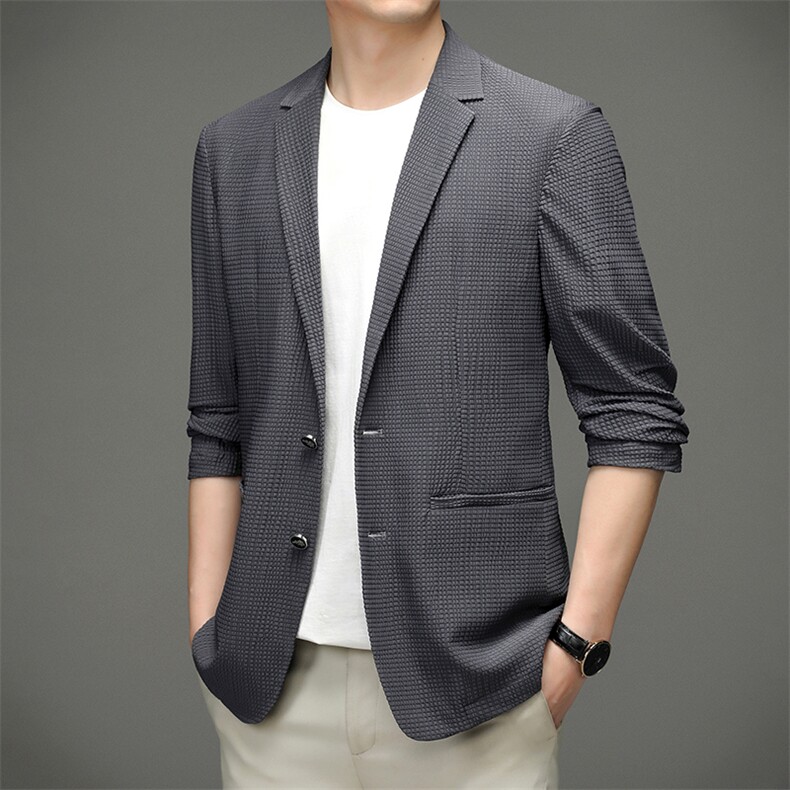单排扣春季中老年2023年翻领上衣口袋长袖时尚西服SL2178,男装西服,钱塘6003（原4033）