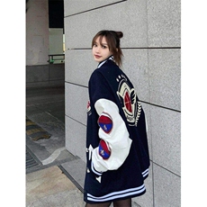 美式高街刺绣棒球服男女春秋潮牌字母情侣外套痞帅夹克LM055-P65，男装夹克，星座1008