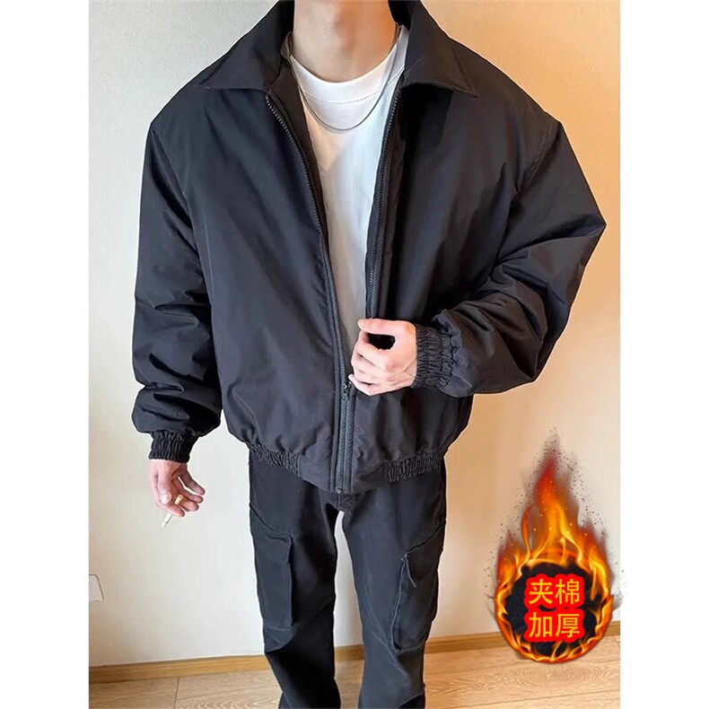 cleanfit黑色短款外套男款痞帅高级感男装夏季翻领美式飞行员夹克,男装棉衣,星座603-2