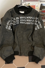 美式高街立领夹克外套男女秋冬季节hiphop潮牌字母印花棉服棒球服，男装夹克，星座505-2（原电商A260-1)