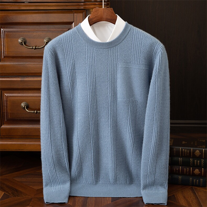 品质男羊绒套衫经典圆领设计商务休闲两相宜舒适保暖展现优雅风范，男装羊绒套衫，鼎坤羊绒