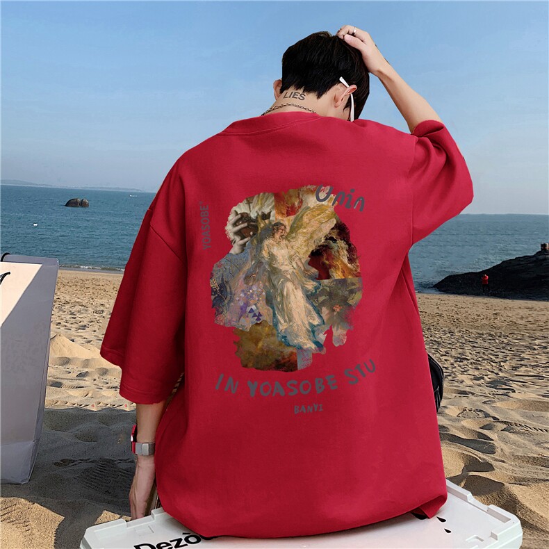 重磅大纯棉天使涂鸦印花夏季短袖T恤男大码A430-1-WT234,男装T恤,电商A426-1(原A430-1)