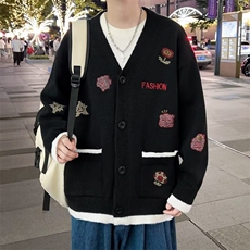 V领毛衣春秋款设计感日系慵懒温柔风港味复古chic开衫针织外套，男装针织衫/毛衣，星座716-4