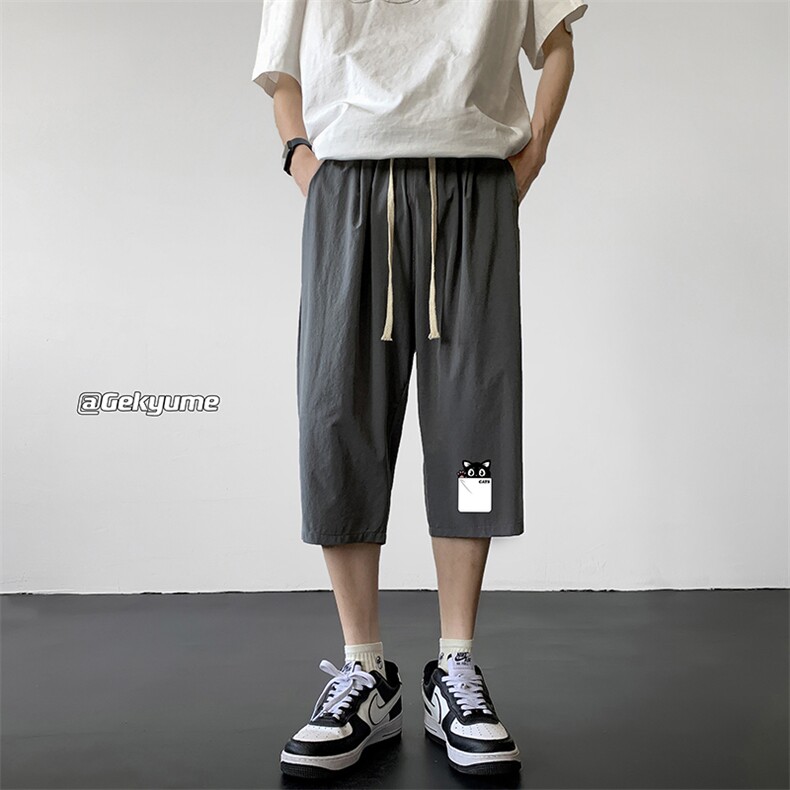 冰丝七分裤男大码速干短裤男五分裤黑地板风格QK72397-P25,男装休闲裤,电商A040