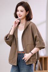 时尚春季女装连帽宽松短外套百搭显瘦休闲夹克衫，女装短外套，希欧阁