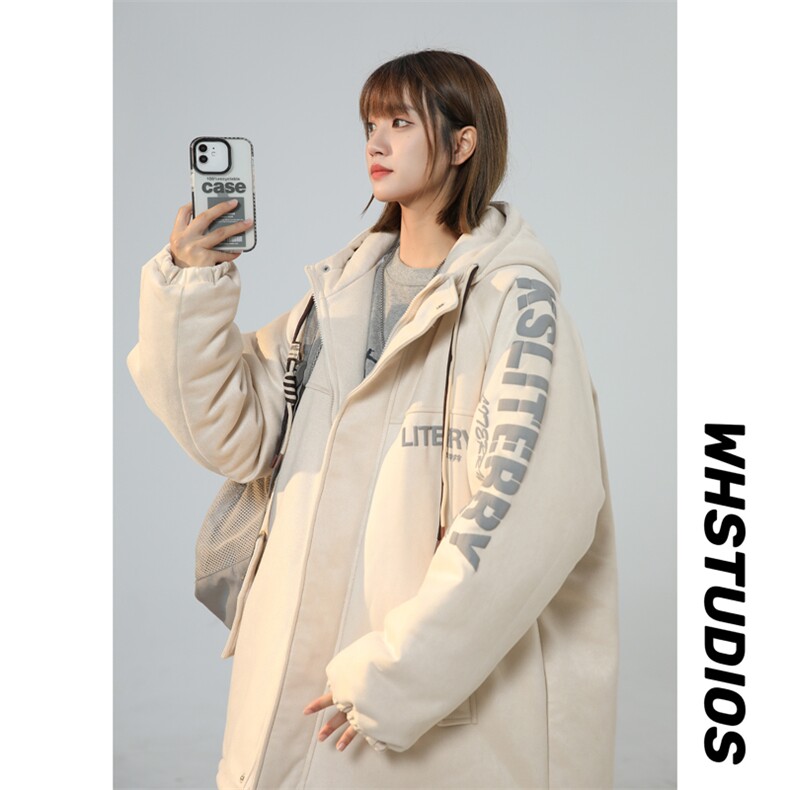 麂皮绒连帽棉衣男女棉服新款棉袄加绒外套冬装3355-P90控128,男装棉衣,星座207
