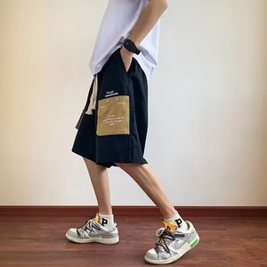 2024新款五分裤男士韩版潮口袋字母夏季百搭ins休闲短裤K5369-P34图片