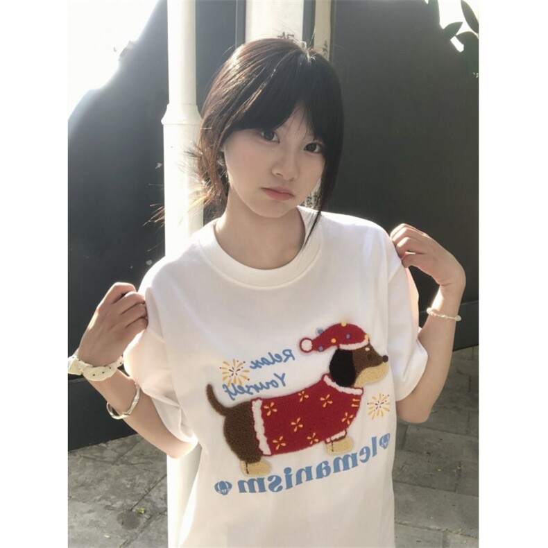 H0577-P35毛巾绣+印花夏季新款可爱T恤女,女装T恤,星座617A-2