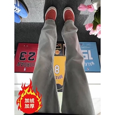 美式灰色直筒加绒男潮牌cIeanfit水洗复古长裤子K7055-1#P45网图，男装卫衣，电商B245