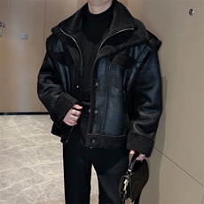 冬季新款美式机车美拉德复古皮毛一体夹克棉服保暖外套M137-P165，男装夹克，电商B267