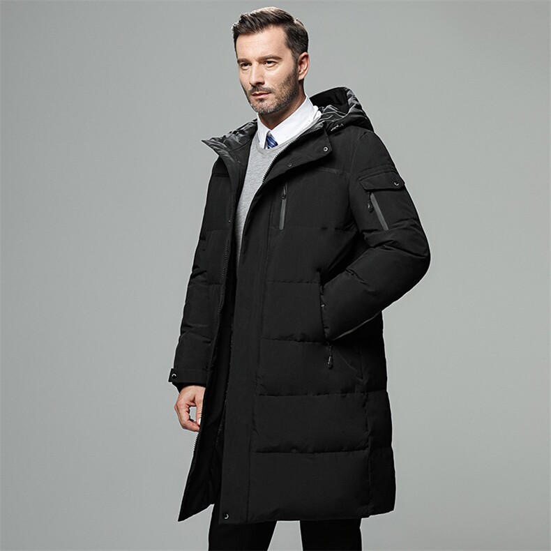 冬装加厚商务休闲户外中长款连帽中老年保暖羽绒服外套男866-P100图片