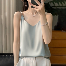 背心吊带2024年夏季纯色百搭时尚气质套头显瘦，女装背心吊带，绒宛羊绒