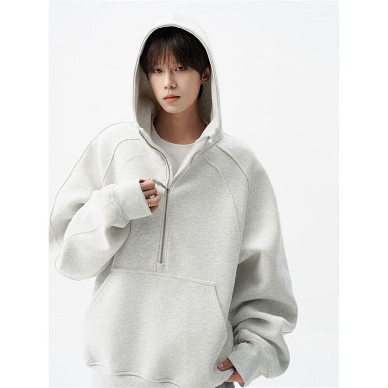 重磅美式高街连帽卫衣宽松boxy短款半拉链帽衫外套TB07-P82网络图，女装卫衣/绒衫，电商B245