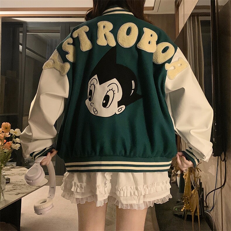 卡通美式拼接撞色棒球服女春秋字母刺绣情侣夹克外套潮C706-100,男装夹克,星座911-2(原星座613-2）