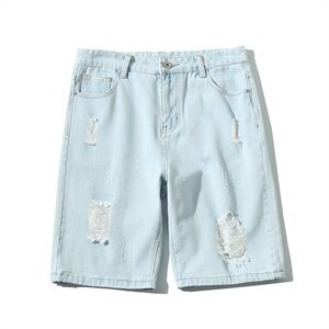 2021夏新日系大码男新灰墙潮流破洞刮烂乞丐裤牛仔短裤ND8129-P40图片