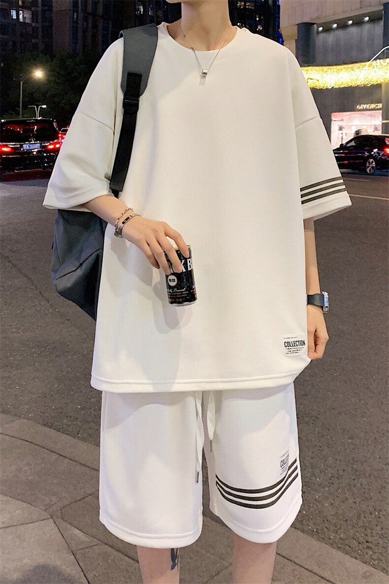 直播品质！2024夏季新款男士珠地短袖套装透气一套TZP001P70,男装T恤,电商B220