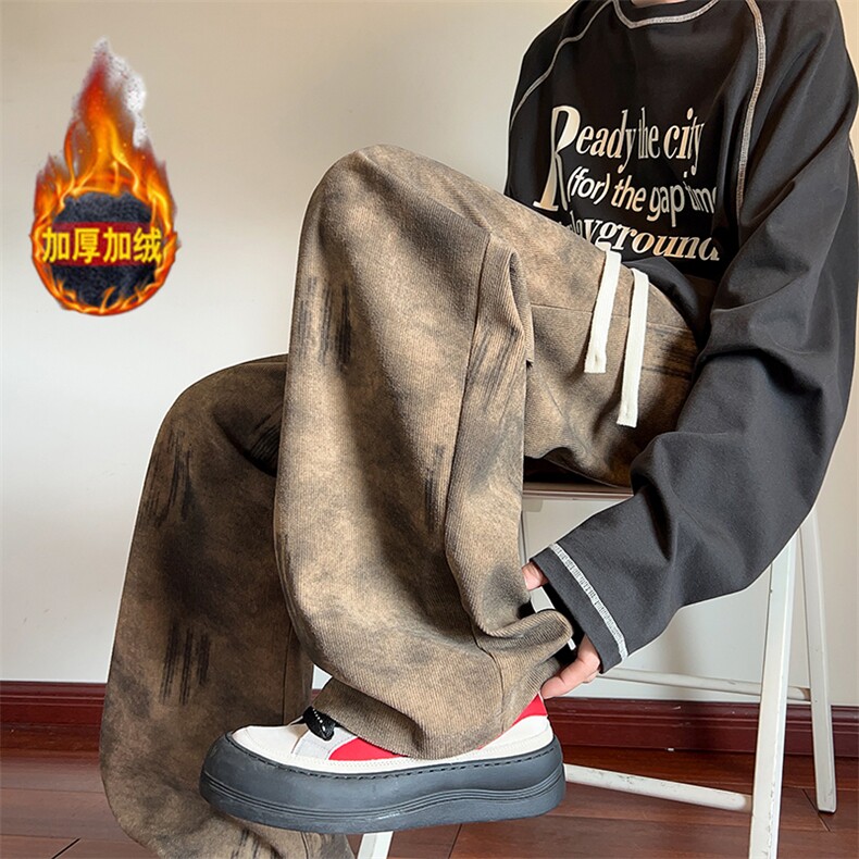 K25105特批25加绒特批35控68冬季保暖休闲裤灯芯绒扎染拖地裤男裤，男装棉衣，电商D229A