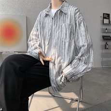 8XL-M灯芯绒长袖衬衫特大码痞帅扎染衬衣美式复古外套CS9002/P55，男装衬衫，电商B238