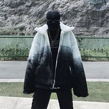 2021新款渐变色皮草大衣网红风保暖加厚棉服外套mj376-p165，男装棉衣，电商B288