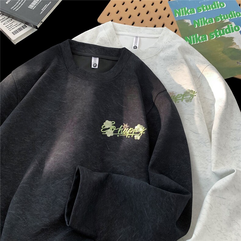 主推设计款250克秋季重磅砂洗刺绣天丝棉长袖T恤JF407-特P42控68,男装T恤,电商A422-1