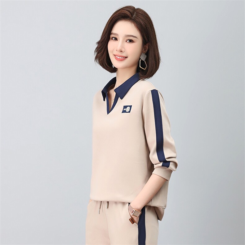 2023秋新款时尚拼色刺绣宽松卫衣女,女装卫衣/绒衫,依恋蒂丝