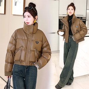 2023年冬季新款现货免洗柔软皮加厚立领面包服韩版小个子羽绒服图片