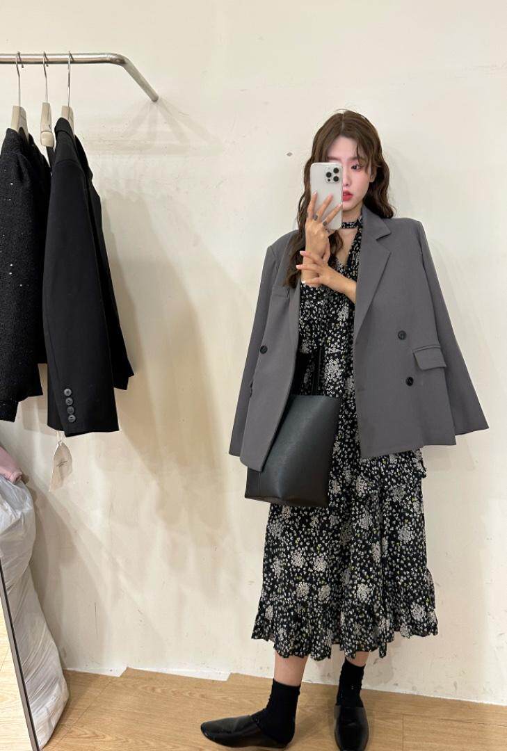 春季新品韩版花色连衣裙，女装连衣裙，唇蔻