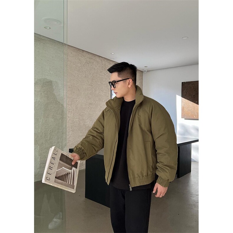 现货美式高街休闲棉衣夹克三防立领纯色户外工装加厚棉服外套,男装夹克,电商A486