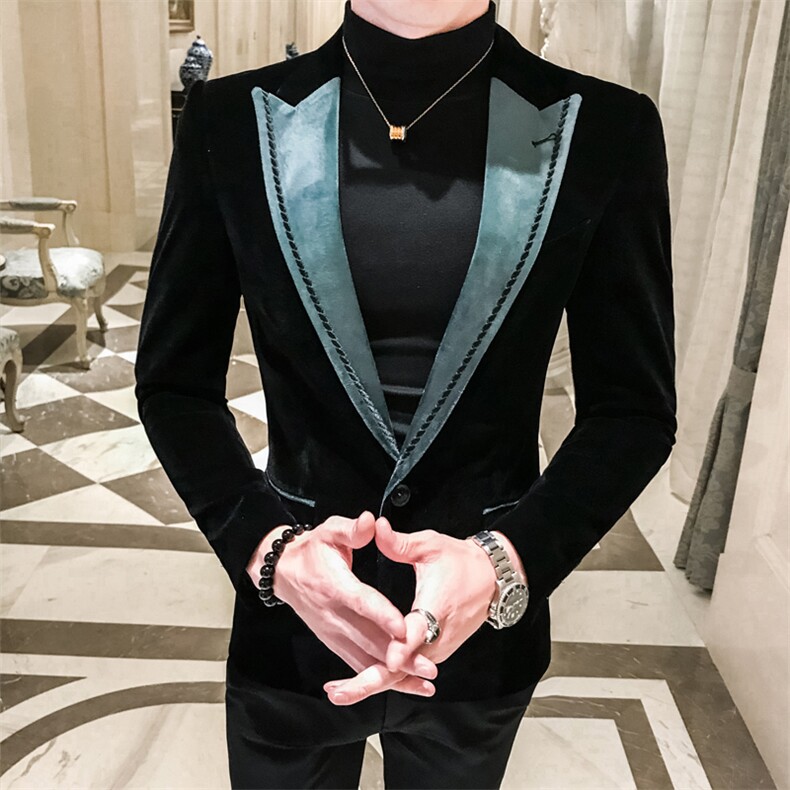 秋冬店主休闲夹克西装单西男士修身金丝绒西服A236-XZ-168-P145,男装夹克,电商A236