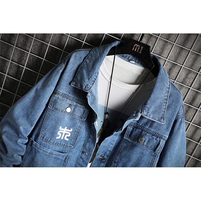 JK923-p70M-5XL网格ins牛仔夹克绣花破洞大码男日系CITYBOY,男装夹克,星座103A