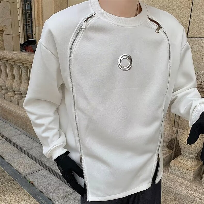 长袖卫衣男潮ins港风潮流圆领拉链小众设计上衣1326-P46,男装卫衣,星座910-5