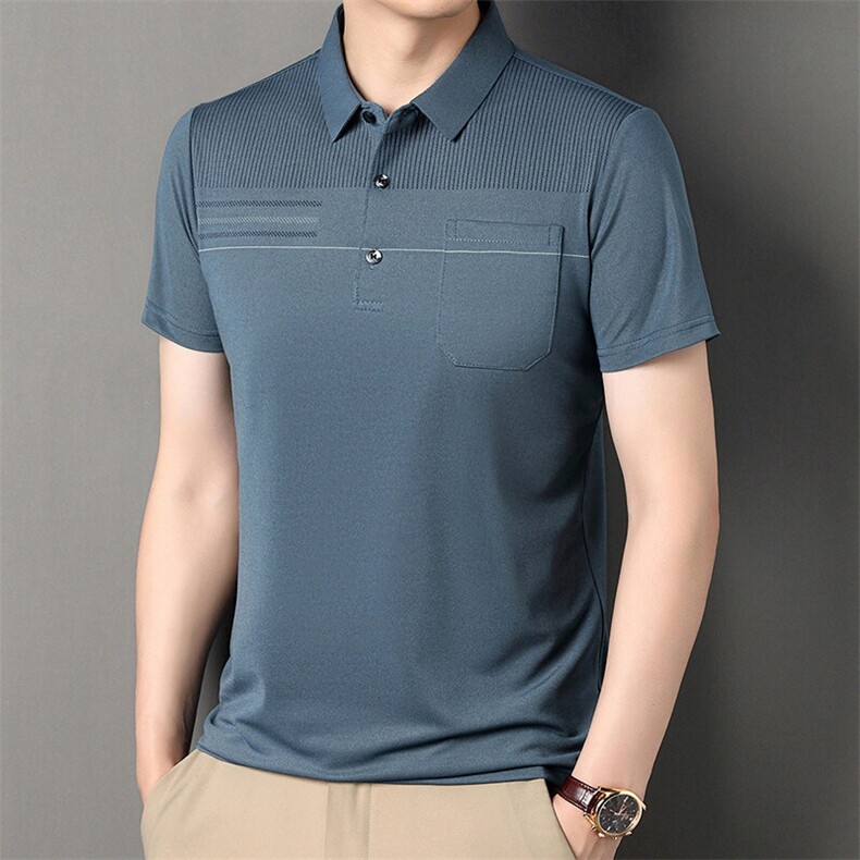 爆夏季男款冰丝透气polo衫短袖潮流上衣百搭商务风爸爸男装，男装T恤，钱塘6003（原4033）