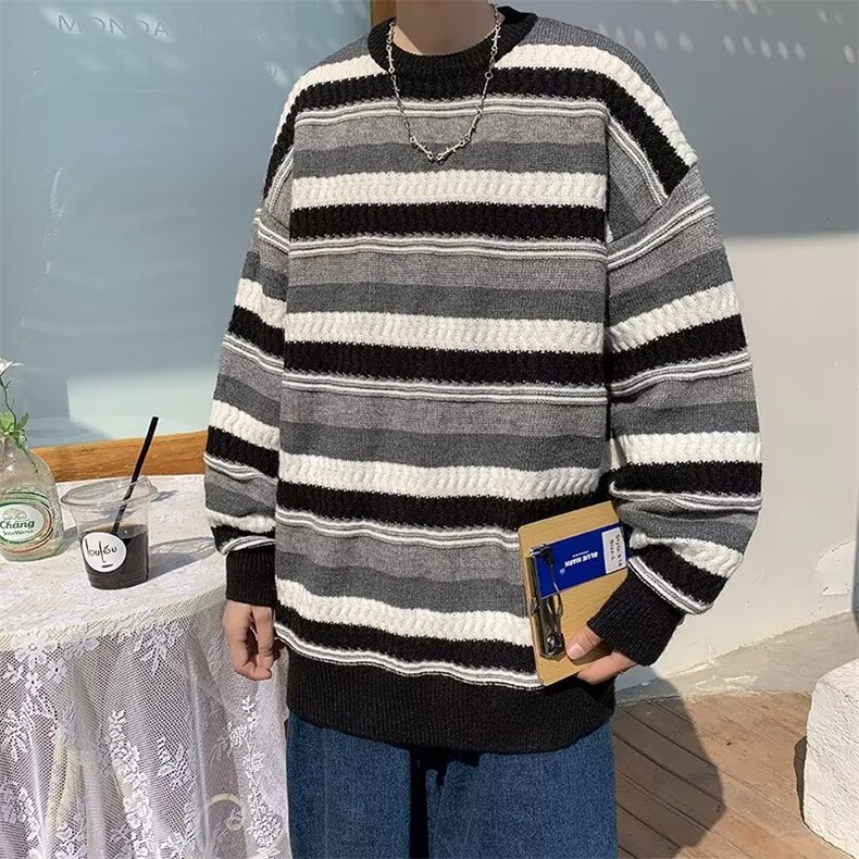 美式街头设计感圆领毛衣男慵懒风休闲针织衫MY9204P48,男装针织衫/毛衣,星座1116-2